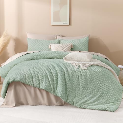 Andency Sage Green California King Comforter Set, 3 Pieces Bedding Set
