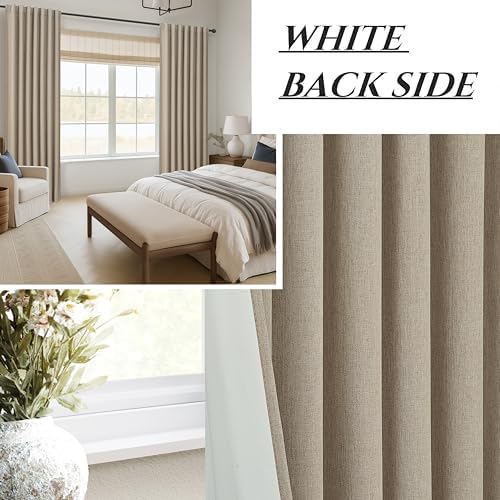 QJmydeco GreyBeige 108 Inch Curtains 2 Panel Set Burg Modern