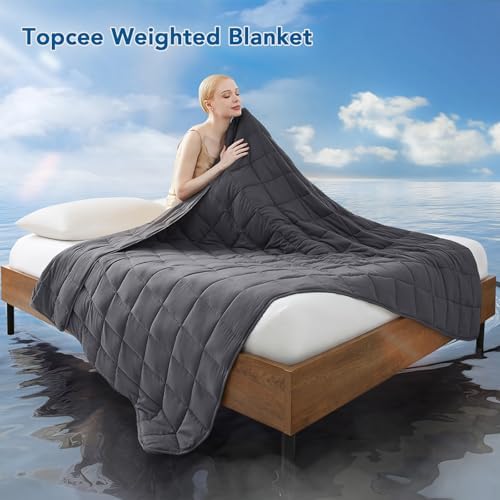 Topcee Weighted Blanket for Adults (15 lbs, 48" x 72") Twin Size Soft