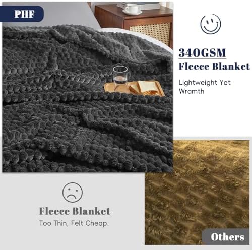 Ultra Soft Flannel Fleece Blanket King Size, 3D Jacquard Lightweight