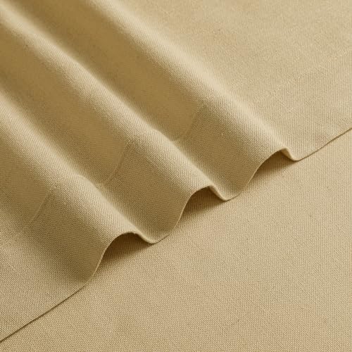 Tollpiz Beige Linen Cotton Curtains Back Tab Bedroom Semi Sheer
