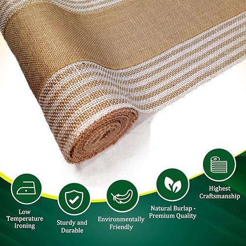 Decorative Table Runner (Pack of 1) – 12”x 108” – Natural on Stripe