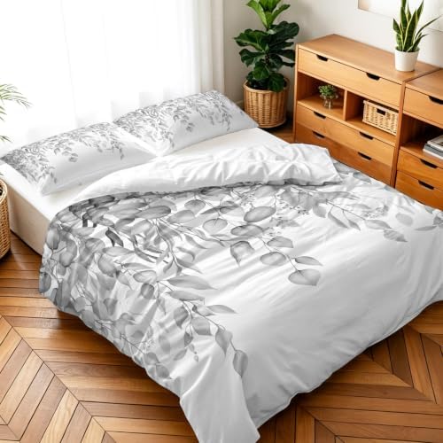 3 Pieces Duvet Cover Farmhouses Watercolor Eucalyptus Leaf Luxury Soft