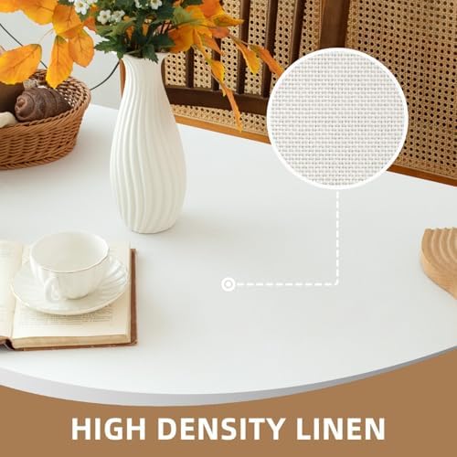 MikiUp Faux Linen Tablecloth - Slubby Textured Weaves Table Cloth for