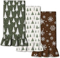 Fanfanwin 3 Pcs Christmas Kitchen Towels Set, 100% Cotton Ruffled 17"