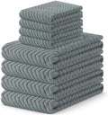 Homaxy 8 Pack 100% Cotton Kitchen Towels and Dishcloths Set, Grey