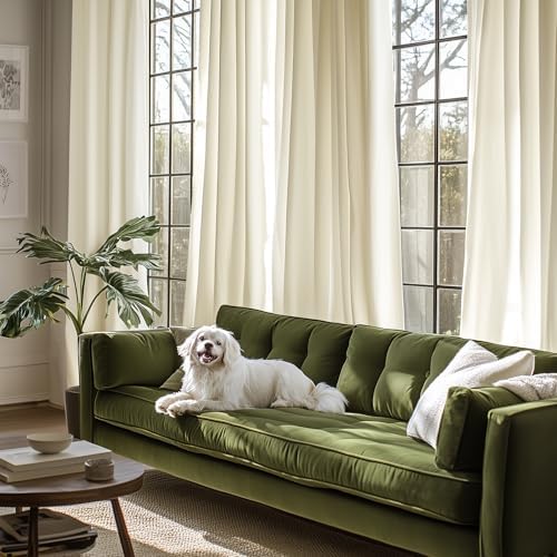 Lazzzy Ivory Velvet Extra Long Curtains 108 Inches Long Light