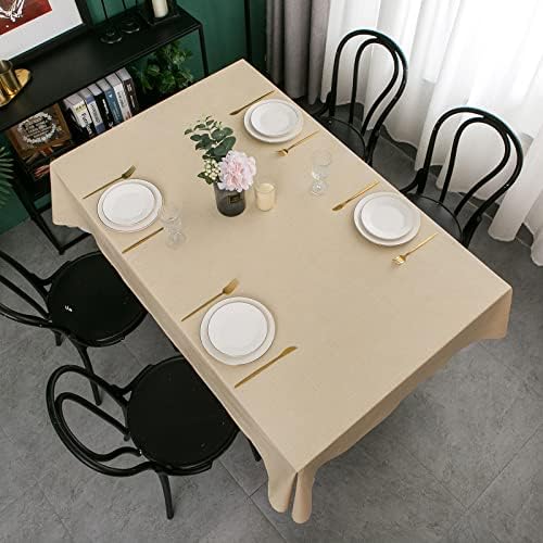 LIBERECOO Vinyl Tablecloth with Flannel Backing, Champagne