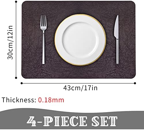 CAMAL 6PCS Double Sided Faux Leather Place Mats Stain Resistant PU