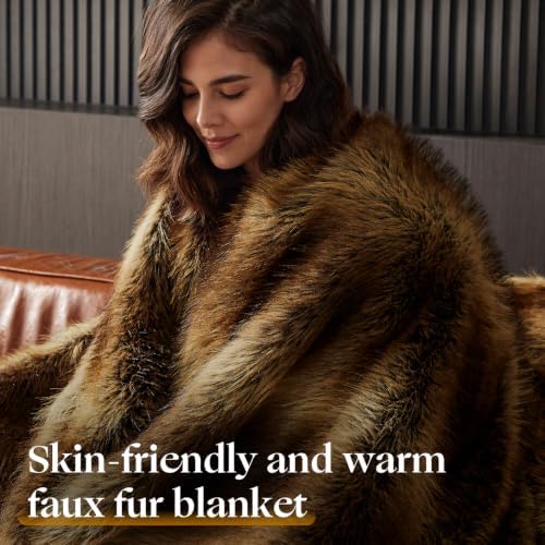 GEMBED Fluffy Faux Fur Throw Blanket - Thick Warm Blanket 60"x80"