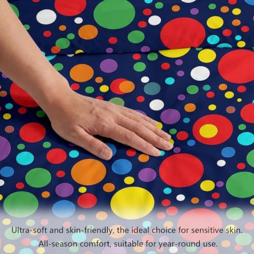 King Duvet Cover Set Soft Microfiber Geometry Polka Dots