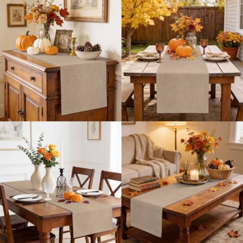 Beige Table Runner 108 Inch Long Dresser Scarves Linen Tablerunners