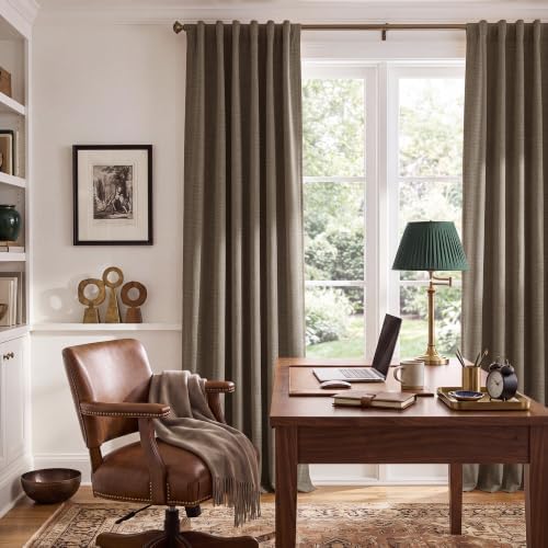 NICETOWN 100% Blackout Brown Curtains 96 Inch 2 Panels, Linen Blend