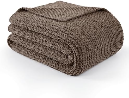 WDCOZY Taupe Waffle Throw Blanket for Couch Bed, Reversible Super Soft