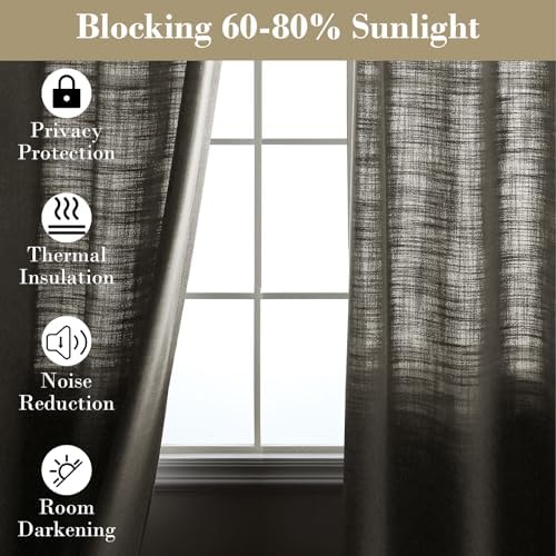 cololeaf Pinch Pleated Linen Curtain 52" W x 108" L Extra Long Curtain