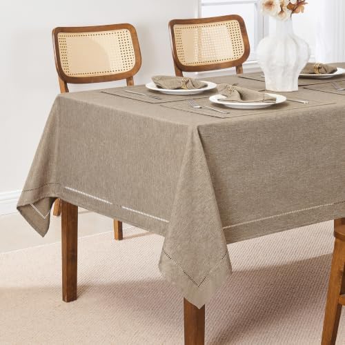 Flaxen 52x70 Rectangle Polyester Linen Farmhouse Tablecloth