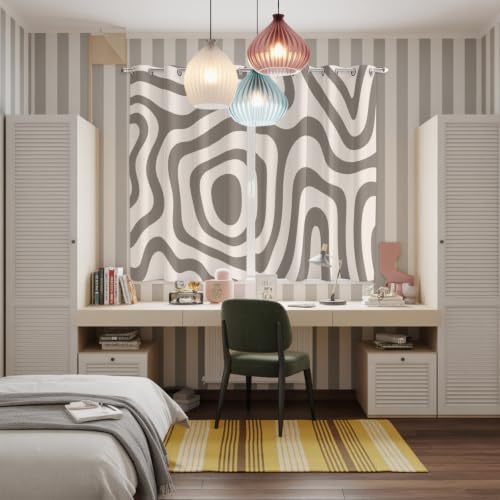 Abstract Stripes Window Curtains 84 Inch Length 2 Panels Set, Modern