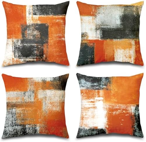 Burnt Orange Throw Pillow Covers 20x20 Set of 4 Decorative Cushion
