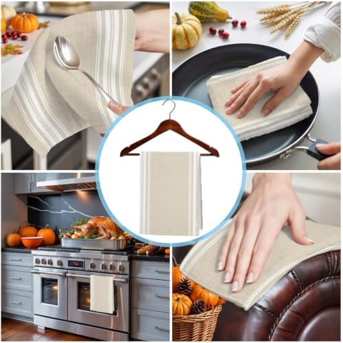 Vertical Stripes Kitchen Towels Set of 3, Rustic Minimalist Parallel