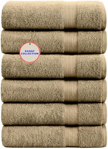 KAHAF COLLECTION 100% Cotton Bath Towels, 24x48 Pack of 6 Towels