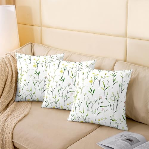 jejeloiu Botanical Floral Reversible Throw Pillow Covers for Girls