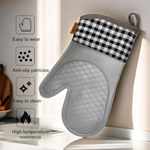 Silicone Oven Mitts,Silicone Oven Gloves Set,Oven Gloves with Quilted