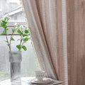 Deeprove Boho Curtains 84 Inches Long for Bedroom, Taupe Cotton Linen