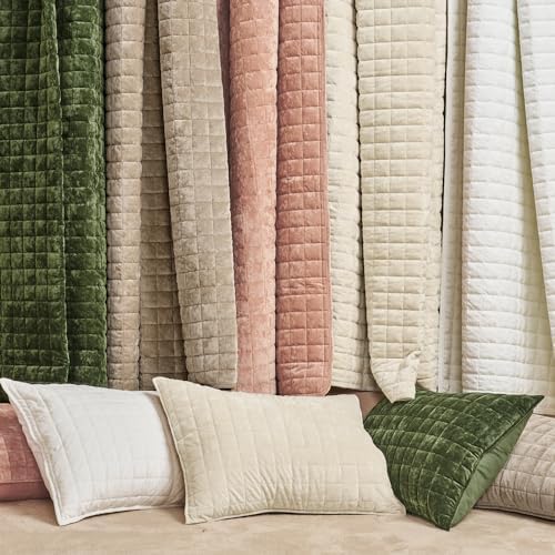 RECYCO Channel Box Stitch Velvet Quilt Set, Twin/Twin XL Size, Urban