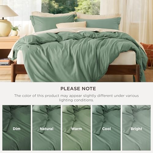 Bedsure Cal King Duvet Cover, Double Brushed Bedding Set, Sage Green