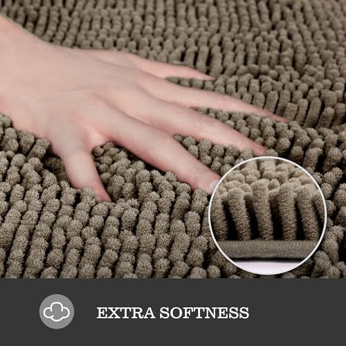 Yeaban Chenille Taupe Bathroom Runner Rug 24"x60"