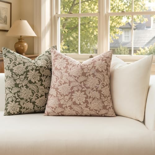 a moment Set of 2 Decorative Floral Linen Throw Pillow Covers,Vintage