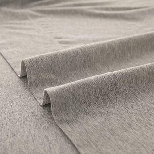PURE ERA Jersey Knit Flat Sheet Only Heather Light Grey King