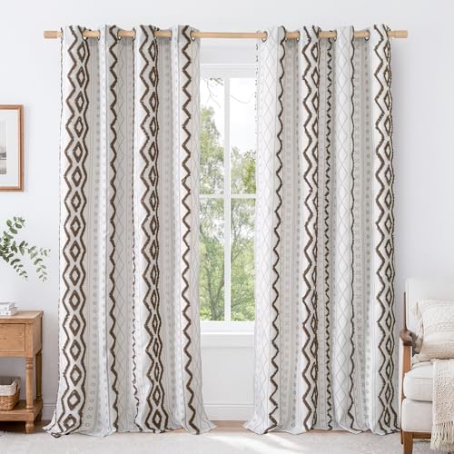 BGment Boho Brown Curtains Modern Design Jacquard for Living Room