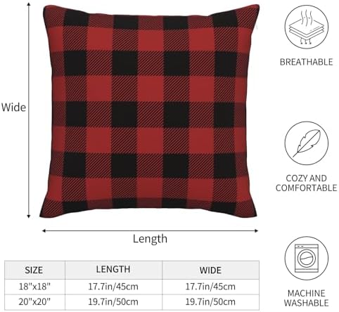 Christmas Buffalo Plaid Throw Pillow Covers 18x18 Inch Set of 2