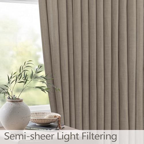 Dark Taupe Curtains 96 Inch Long for Living Room Dining 2 Panel Back