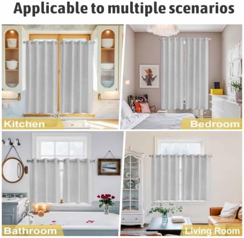 Grey Window Curtains Panels with Silver Grommet, Modern Solid Textured