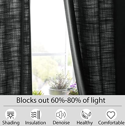 Macochico Light Filtering Curtains 63 Inches Long Linen Drapery Panels