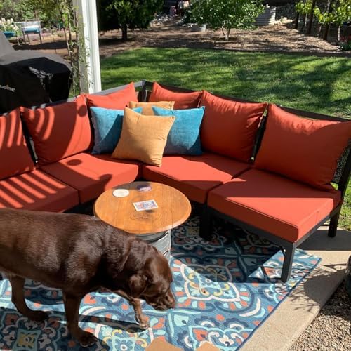 Outdoor Seat Cushion Cover Set of 4, 24 x 24 x 4 Inch, Spice