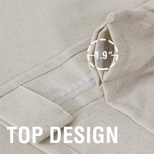 H.VERSAILTEX Light Filtering Linen Curtains 84 Inch for Bedroom, Pale