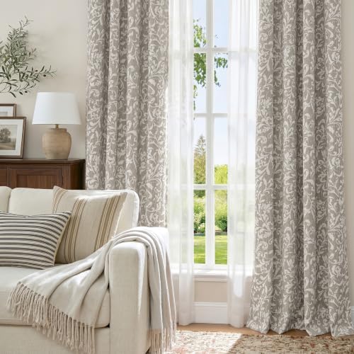 jinchan Taupe Grey Blackout Curtains 84 Inch Farmhouse Grommet 2