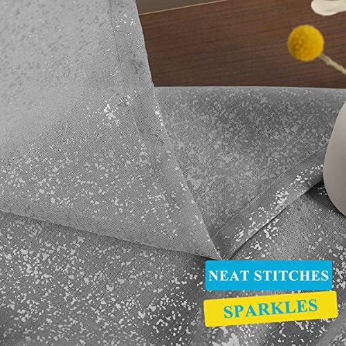 TERLYTEX Silver Grey Sheer Curtains with Foil Dots, W52 x L63 Inch