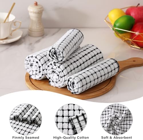 Kitinjoy 12 Pack Dishcloths and Kitchen Towels Sets, Black
