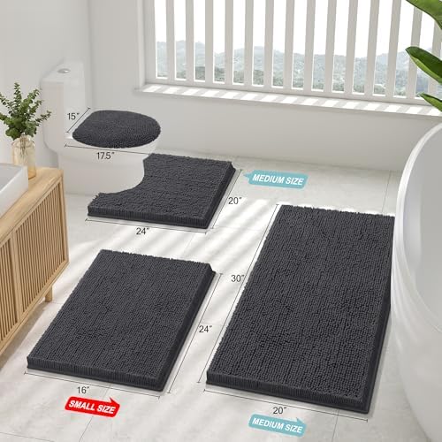 Smiry Bathroom Rugs 24X16, Luxury Chenille Extra Soft Absorbent Bath