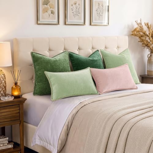 decorUhome Soft Chenille Throw Pillow Covers 20x20 Set of 2 Forest