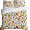 Thanksgiving Fall Duvet Cover Set 3 Pieces with Zipper Closure, Blue