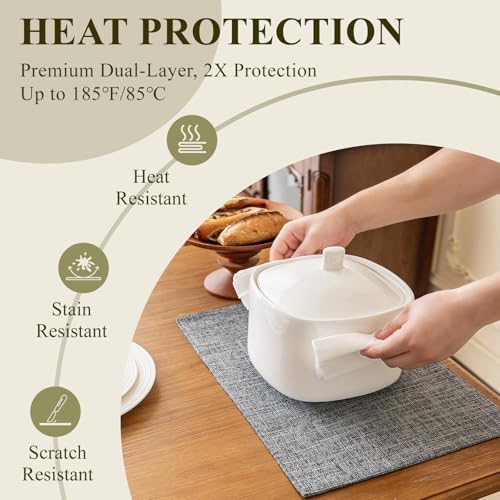 KXN Placemats Set of 8, Durable Dual-Layer Fabric Table Mats, Light