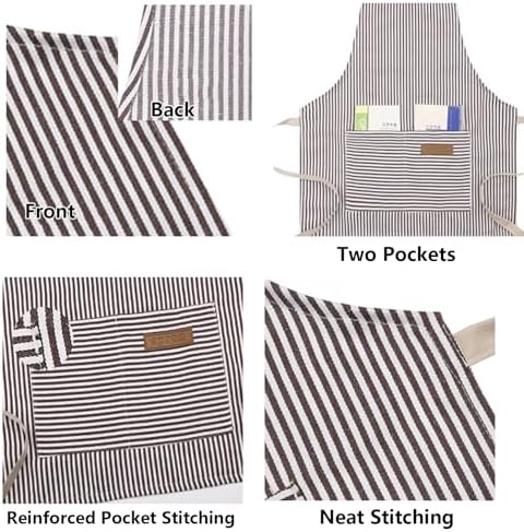 Adjustable Bib Cooking Apron with 2 Pockets for Men and Women
