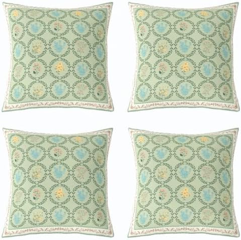 jejeloiu Blue Floral Throw Pillow Covers Set of 2 Boho Square Cushion