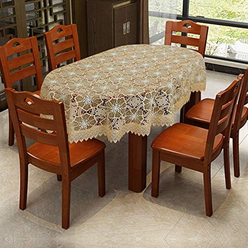 Simhomsen Beige Embroidered Lace Tablecloth for Dining Table 60 ×