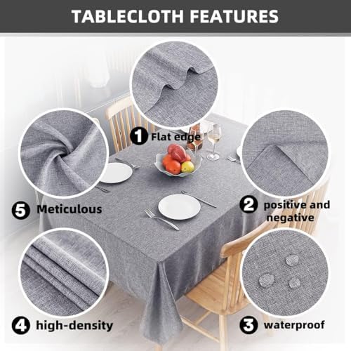 MikiUp Faux Linen Tablecloth - Slubby Textured Weaves Table Cloth for